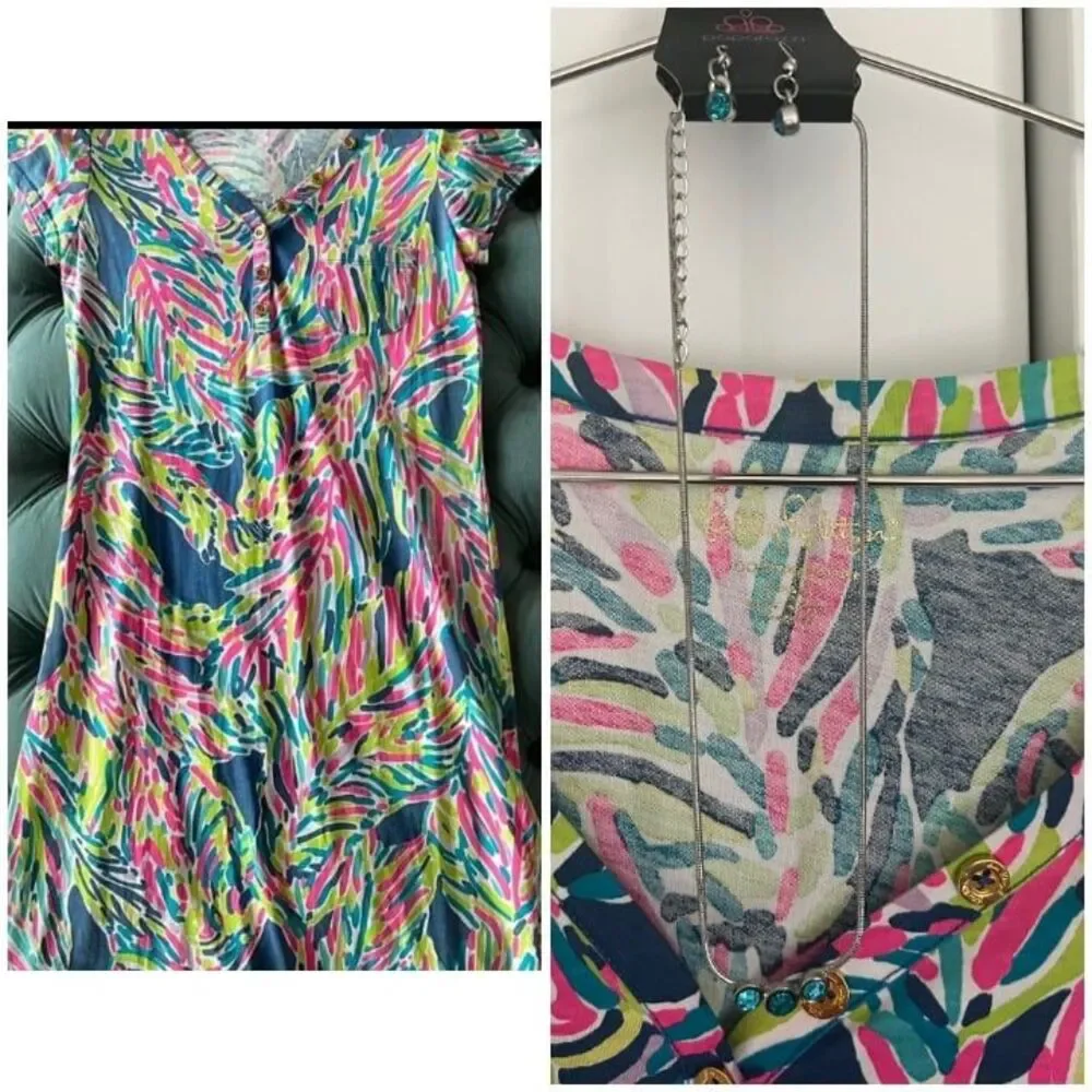 Womens Lilly Pulitzer dress and New Necklace Set to match